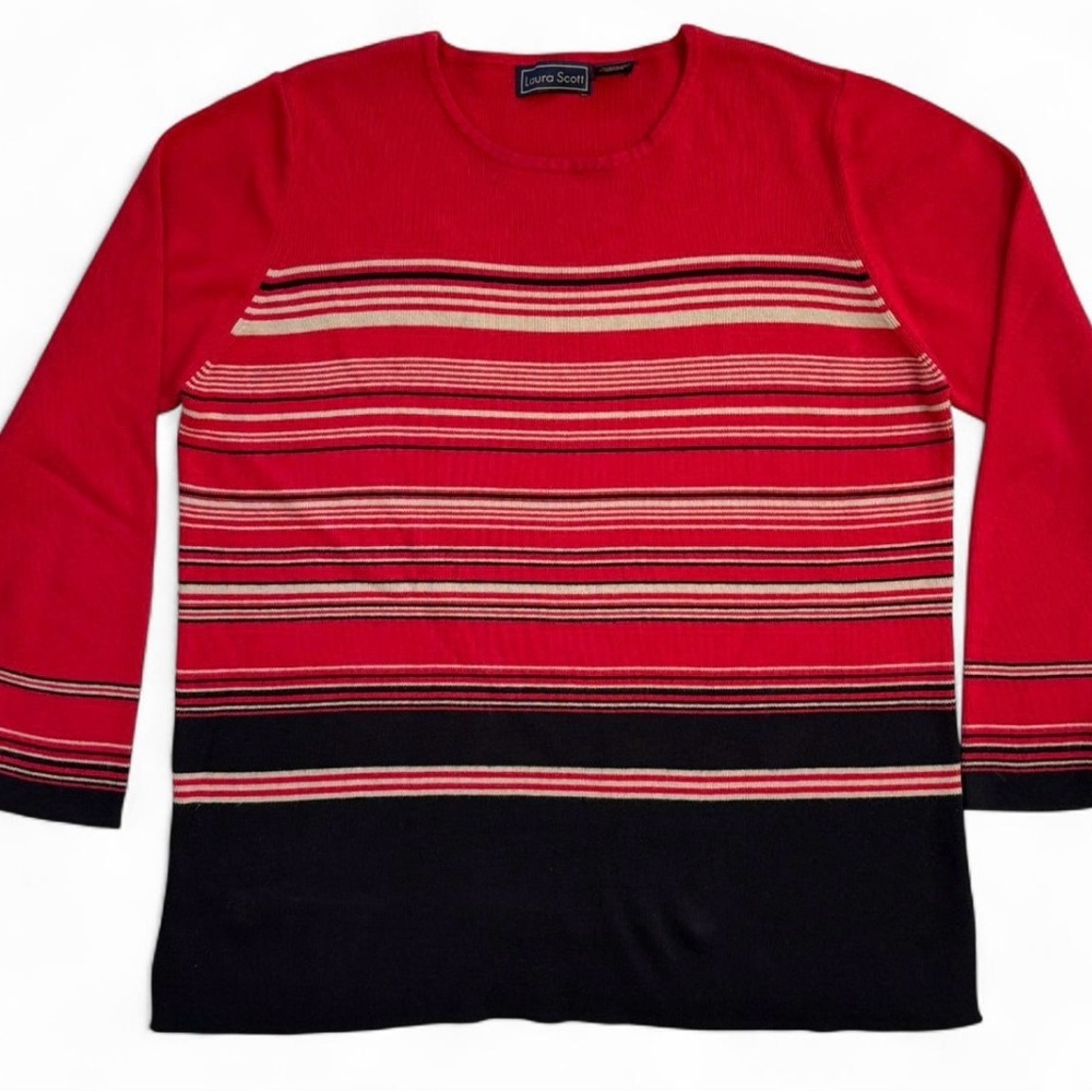 Vintage Red & Black Striped Knit Top